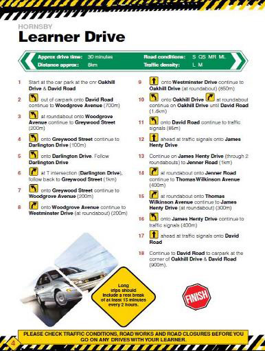 hornsby driving test route